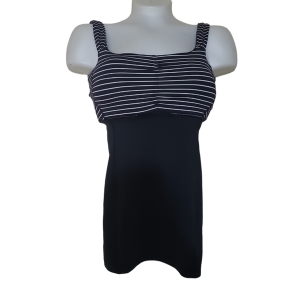 Lululemon Aria Tank Top II Parallel Stripe Black White Power Luxtreme Size 2 - Picture 1 of 5